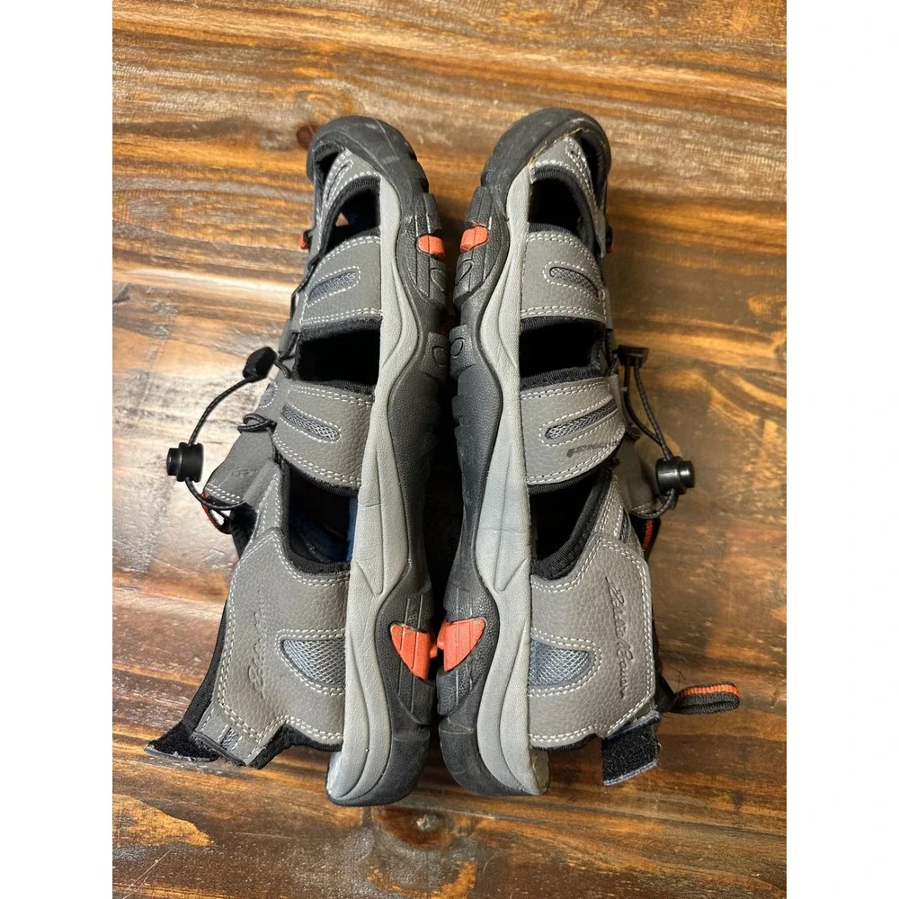 Eddie Bauer Tommy Mens 13 Grey Leather Sport Sandals Closed Toe Hiking Trail